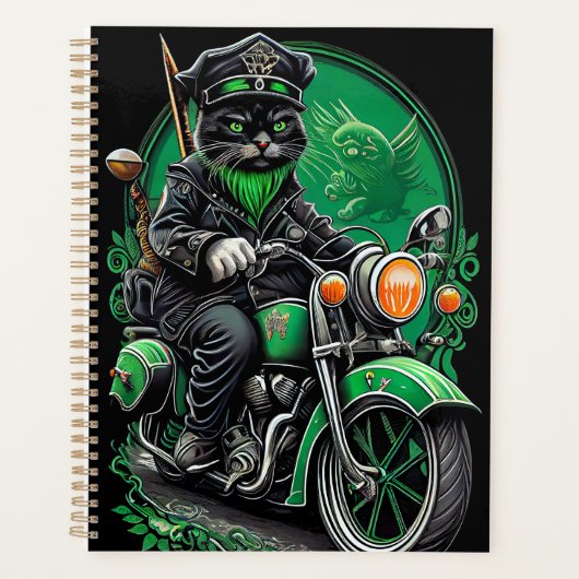 Chat noir conduite vélo St. Patrick's Day (Devant)