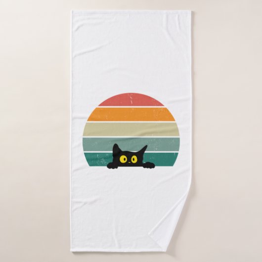Chat noir Coucher de soleil Coucher de soleil Vint (Serviette de bain)