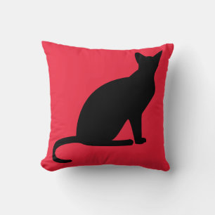 CHAT NOIR COUSSINS ROUGE