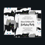 Chat noir Cravate noire amusante Invitations de fê<br><div class="desc">Le motif de chat noir,  gris et blanc est à la fois élégant et funky. Idéal pour les anniversaires et autres occasions.</div>