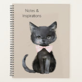 Chat noir crème noeud rose (Devant)