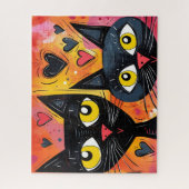 CHAT NOIR CUTE ART JIGSAW PUZZLE (Vertical)