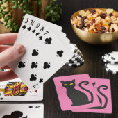 CHAT NOIR CUTE sur CARTES de jeu rose (In Situ)