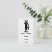 Chat noir d'amusement tombant vers le bas cartes (Debout devant)