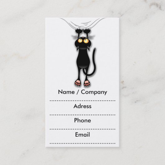 Chat noir d'amusement tombant vers le bas cartes (Devant)