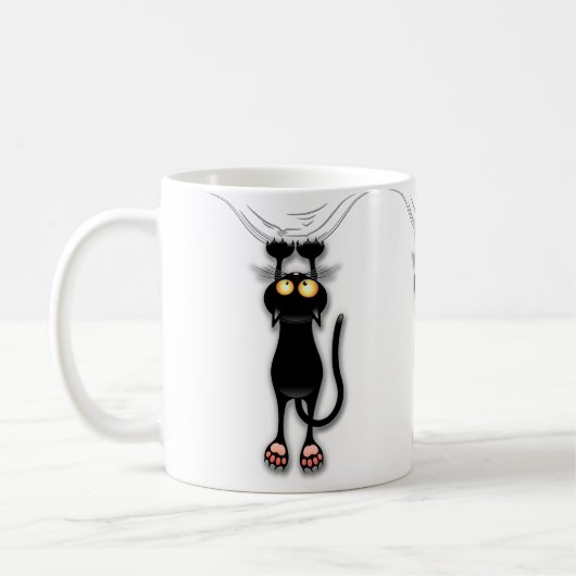 Chat noir d'amusement tombant vers le bas tasse (Gauche)
