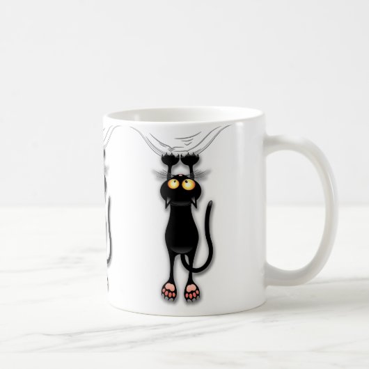 Chat noir d'amusement tombant vers le bas tasse (Droite)