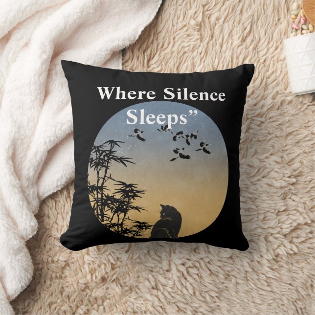 Chat noir dans Coussin de forêt de bambou | Zen ja (Couverture)
