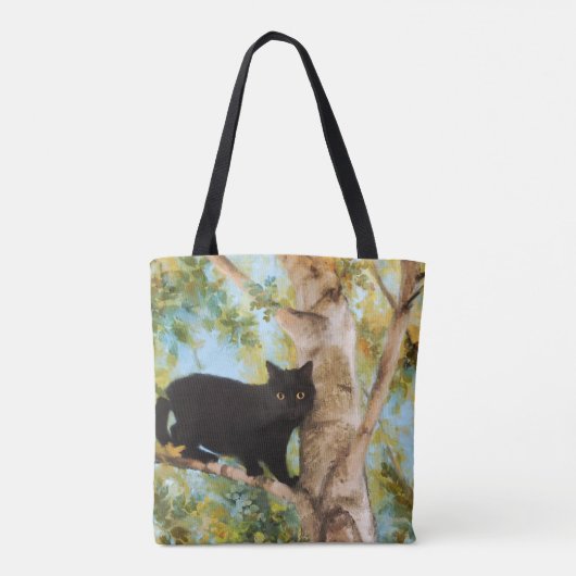 Chat noir dans le Sac fourre-tout d'art de Birch T (Dos)
