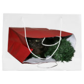 Chat noir dans Noël de sac de cadeau (Dos)