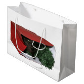 Chat noir dans Noël de sac de cadeau (Devant Angle)