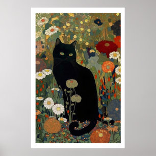 Chat Noir Dans Un Poster De Jardin