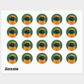 Chat Noir Dans Un Stickers Citrouille (Feuille)