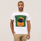 Chat Noir Dans Un T-Shirt Homme Citrouille (Devant entier)