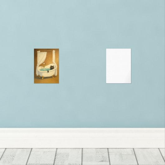 Chat noir dans une baignoire pieds cubes Imprimer (Parquet)