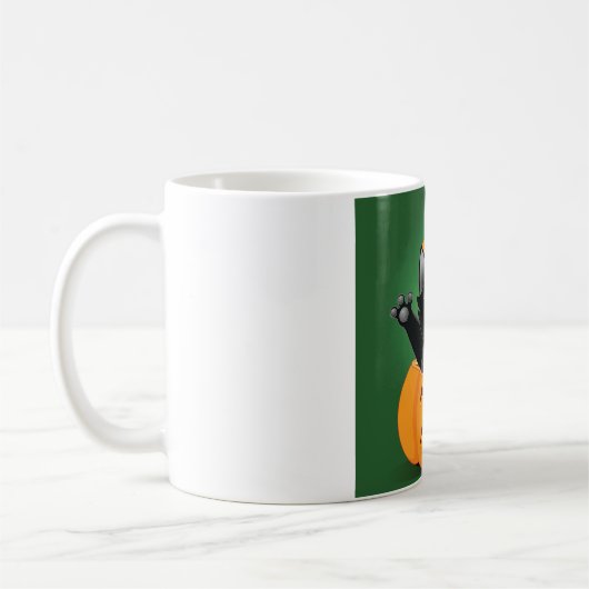 Chat Noir Dans Une Mug Citrouille (Gauche)