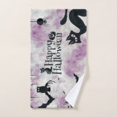 Chat noir de fête d'Halloween Diable Citrouille Ch (Serviette à main)