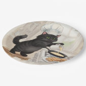 Chat noir de KItty Kichen, assiettes en papier (Angle)