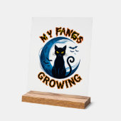 Chat noir de la lune bleue d'Halloween aux crocs g (Angle)