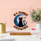 Chat noir de la lune bleue d'Halloween aux crocs g (Mariage)