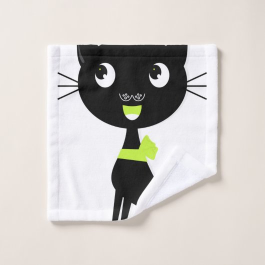Chat noir de lavette (Gant de toilette)