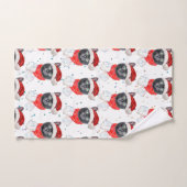 Chat noir de Noël avec écharpe rouge (Serviette à main)