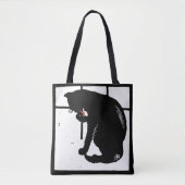 Chat noir de taille victorienne sur sac (Devant)