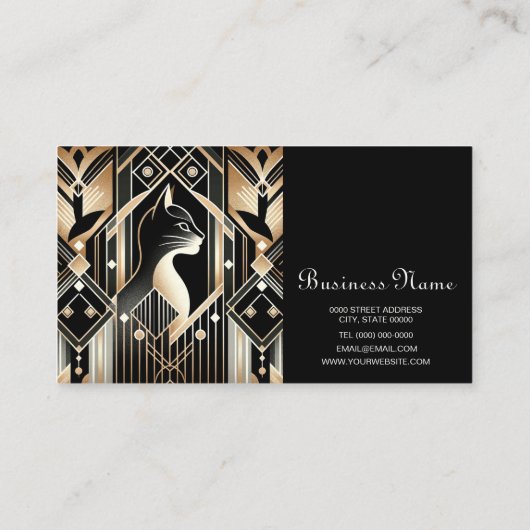 Chat noir décoratif Carte de visite Abstrait (Dos)