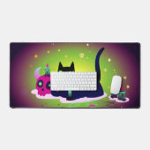 Chat noir d'Halloween avec une bougie et une sculp (Clavier et souris)