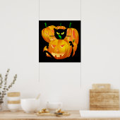 Chat noir d'Halloween et affiche Citrouille (Cuisine)