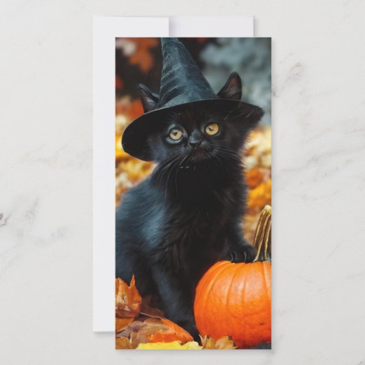 Chat noir d'Halloween et carte Citrouille (Devant)