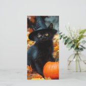 Chat noir d'Halloween et carte Citrouille (Debout devant)