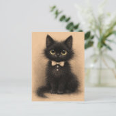 Chat noir drôle. Carte postale (Debout devant)