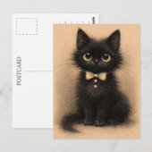 Chat noir drôle. Carte postale (Devant / Derrière)