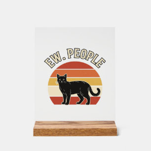 Chat noir drôle Ew personnes design vintage rétro_