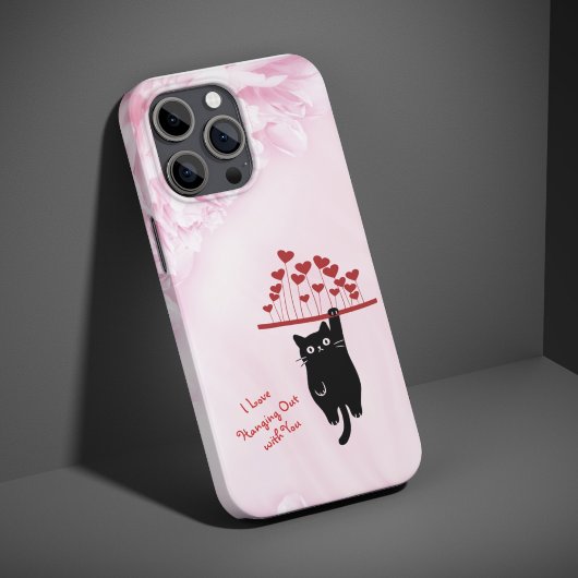 Chat Noir Drôle qui se Pendre la Saint-Valentin