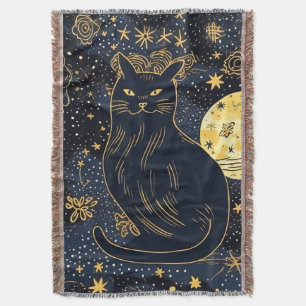 Chat noir du ciel étoilé Jeter la couverture