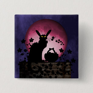 Chat Noir Easter Vierkante Button 5,1 Cm