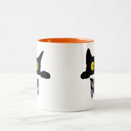 Chat noir éffrayant Boo Halloween Mug café (Centre)