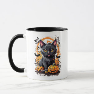 Chat noir éffrayant Halloween Mug