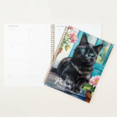 Chat noir Elegant Aquarelle Année personnalisée (Devant avec enveloppe)