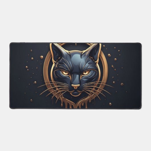 Chat Noir Élégant avec Effet de Goutte Dorée 🐈 (Recto)