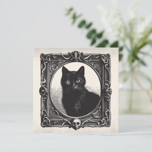 Chat Noir En Éffrayant Cadre Goth Flat Carte de vo (Debout devant)