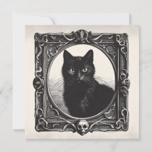 Chat Noir En Éffrayant Cadre Goth Flat Carte de vo