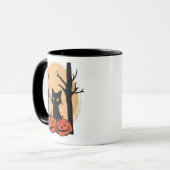 "Chat noir en Mug Citrouille d'Halloween - Éffraya (Devant gauche)