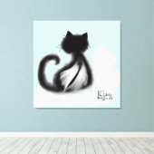 Chat noir en toile épistée du ciel (Insitu (Plancher de Bois))