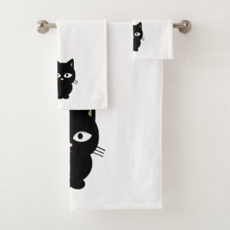 Chat noir - ensemble de serviette de salle de