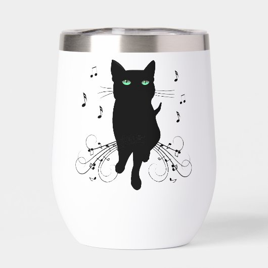 Chat noir entouré de notes de musique murmurantes (Arrière)