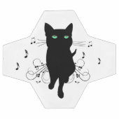 Chat noir entouré de notes de musique murmurantes (Plat)