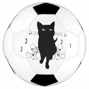 Chat noir entouré de notes de musique murmurantes